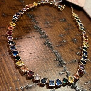 VIRAL NWT Camila Coelho Cubic Zirconia Sparkling Gemstone Necklace 14" + 3"